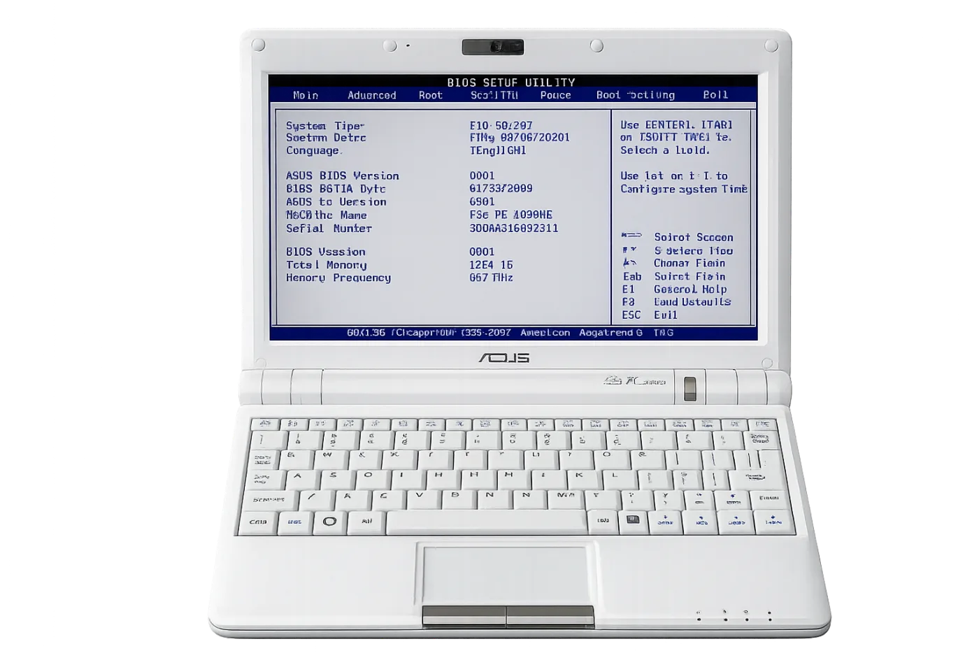 White ASUS Eee PC 1000H open